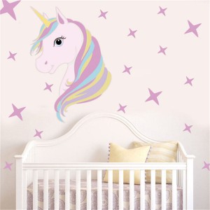Unicorn Stars Wall Stickers Kids Girls Bedroom PVC Wallpaper DIY Decorations 924289978525  222943461023